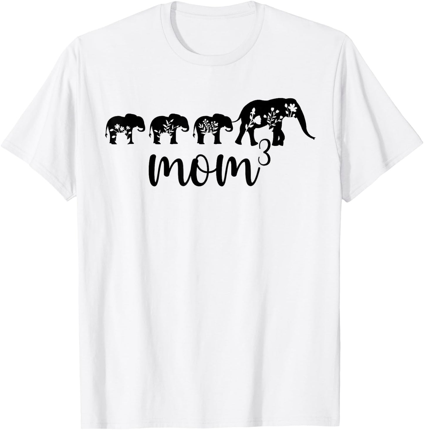 Mom Of Three Elephant Triplet Mom Of 3 Mama Of Three T-Shirt - T-Shirt | White