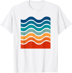 Retro Aesthetic Yellow With Colorful Retro Stripes T-Shirt - T-Shirt | White