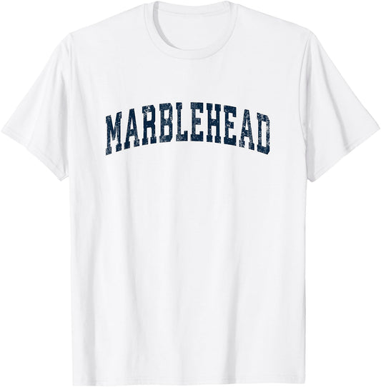 Marblehead Massachusetts MA Vintage Sports Design Navy Desig T-Shirt - T-Shirt | White