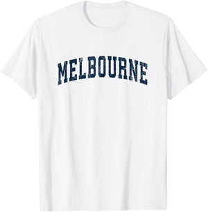 Melbourne Florida FL Vintage Sports Design Navy Design T-Shirt - T-Shirt | White
