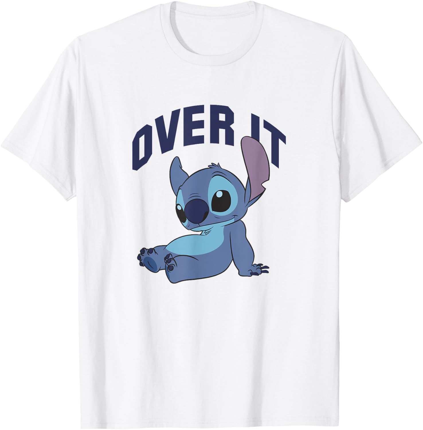 Disney Lilo & Stitch Over It Not In The Mood Big Chest Logo T-Shirt - T-Shirt | White