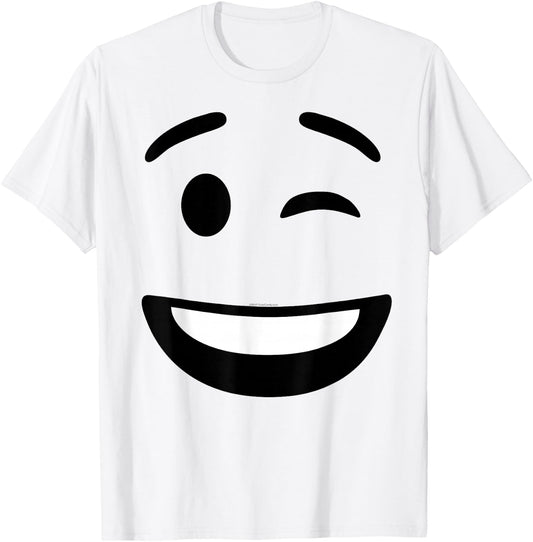 Winking Face Smile Instant Lazy Costume Icon T-Shirt - T-Shirt | White