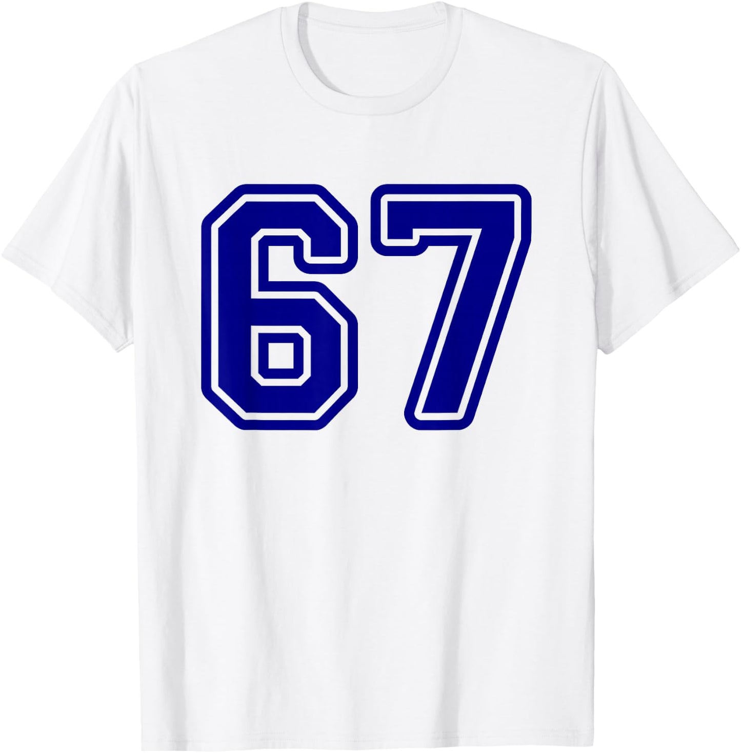 Blue Sports Team Number #67 T-Shirt - T-Shirt | White
