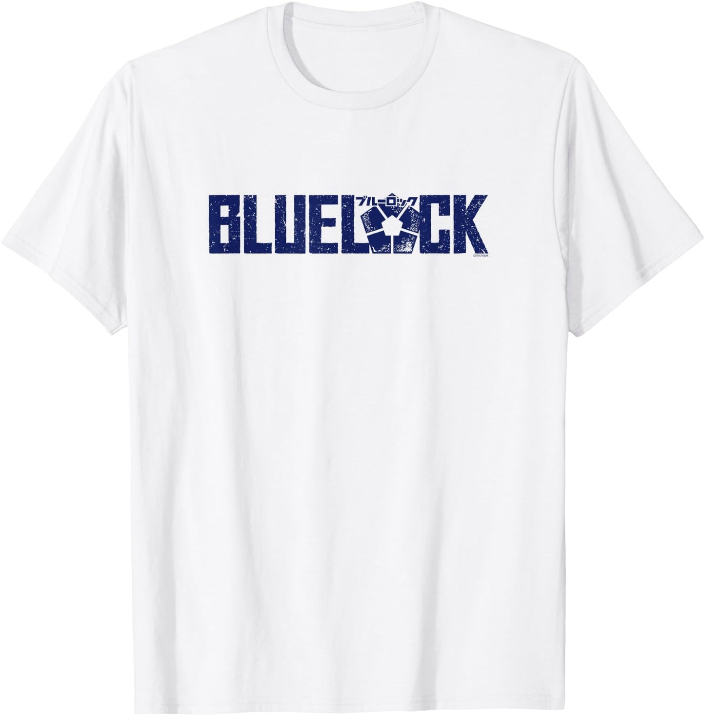 Blue Lock Official Epic Blue Bold Distressed Big Chest Logo T-Shirt - T-Shirt | White