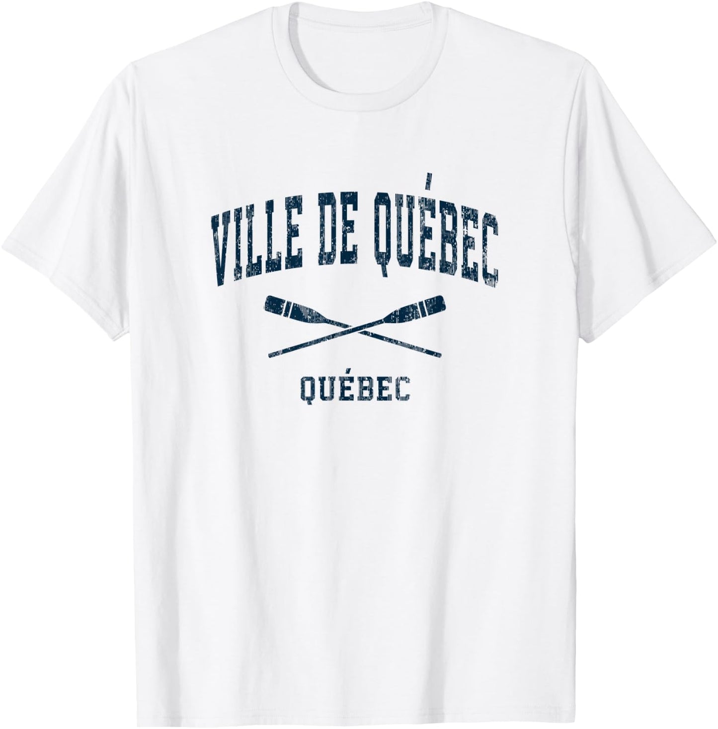 Quebec City Quebec Vintage Nautical Paddles Sports Oars T-Shirt - T-Shirt | White