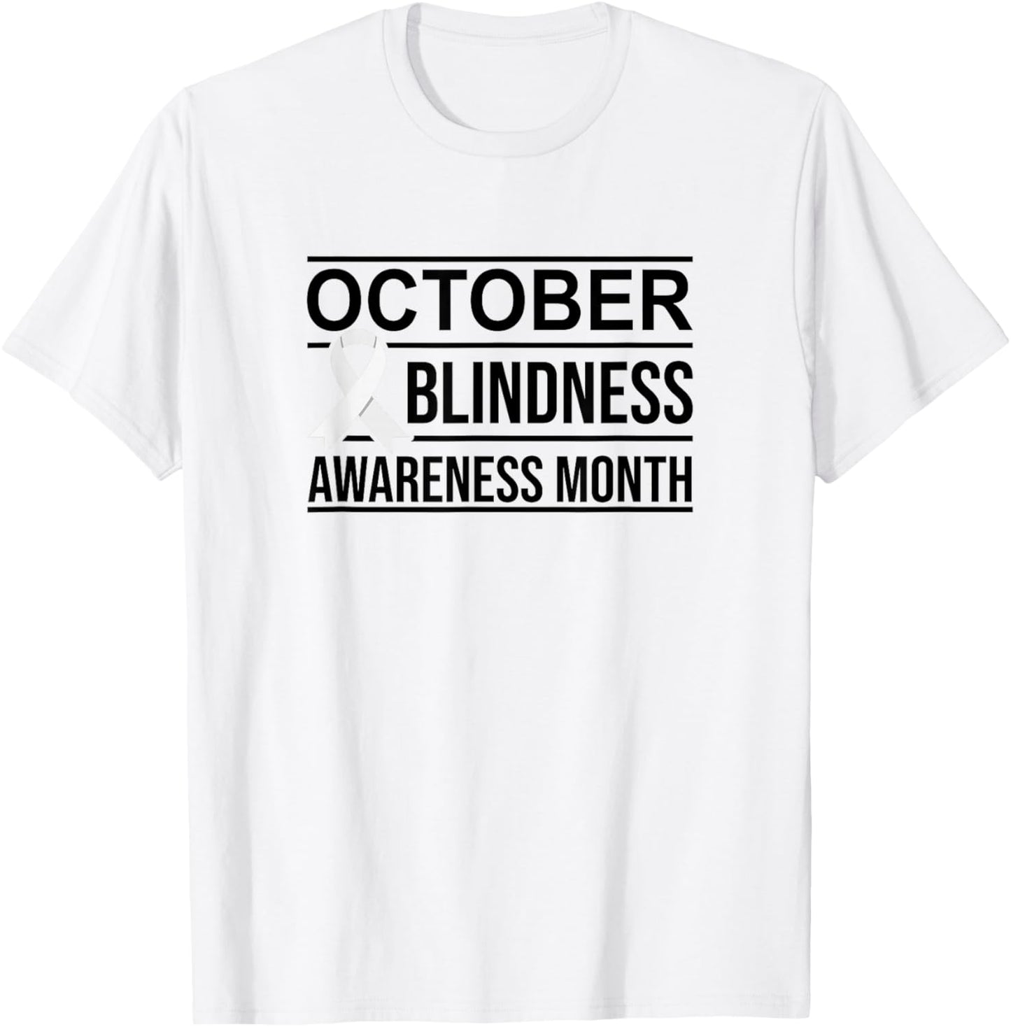 White Ribbon Blindness Awareness T-Shirt - T-Shirt | White