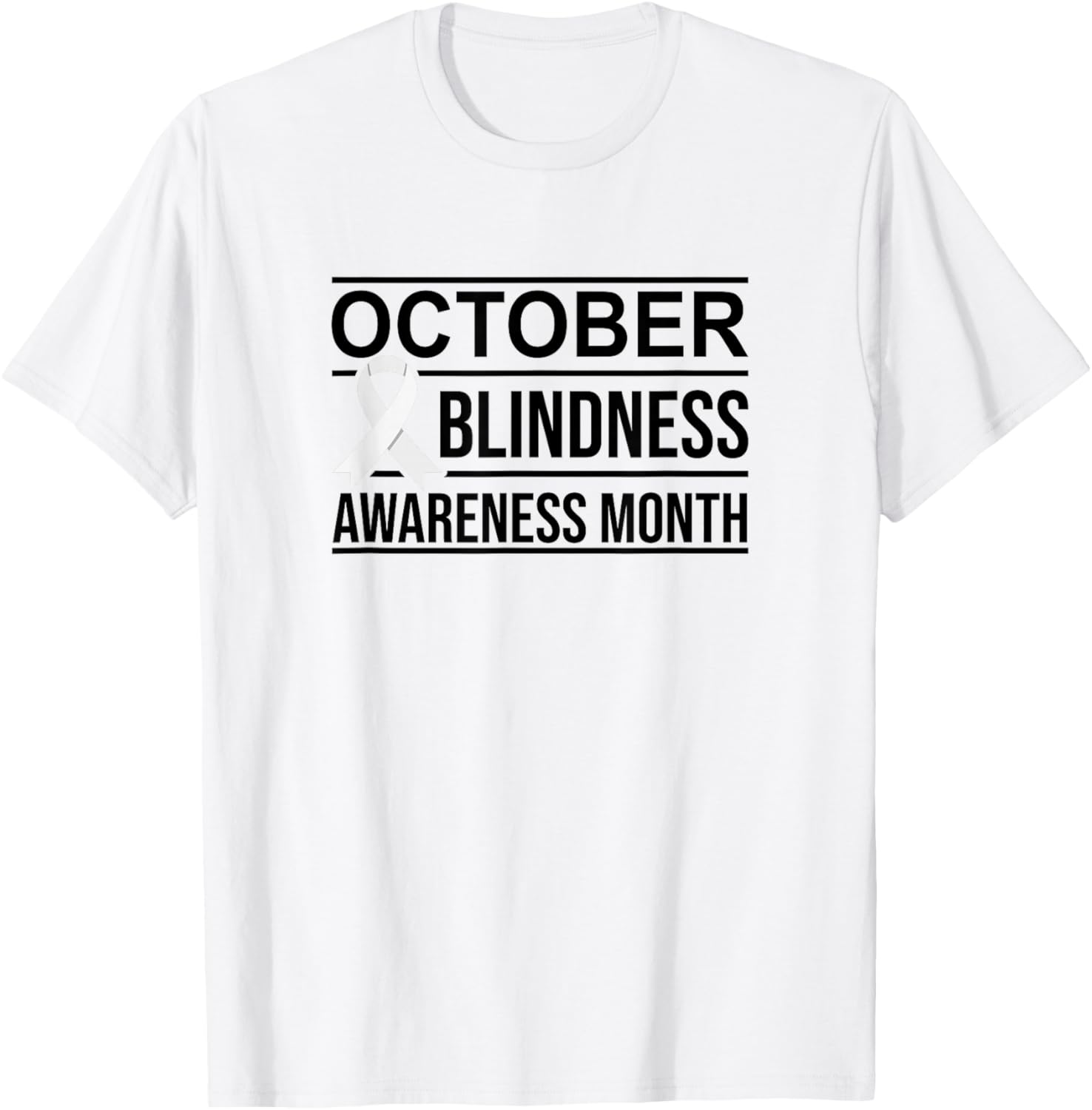 White Ribbon Blindness Awareness T-Shirt - T-Shirt | White