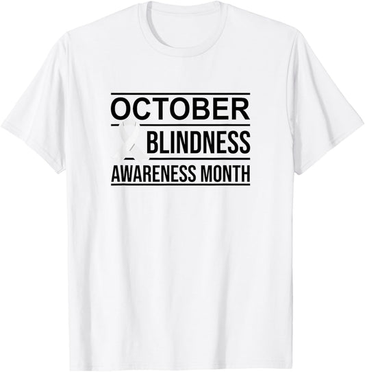 White Ribbon Blindness Awareness T-Shirt - T-Shirt | White