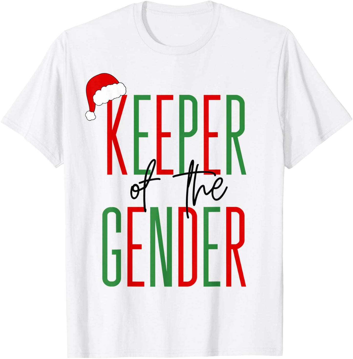 Keeper of the Gender Christmas Holiday Gender Reveal Ideas T-Shirt - T-Shirt | White