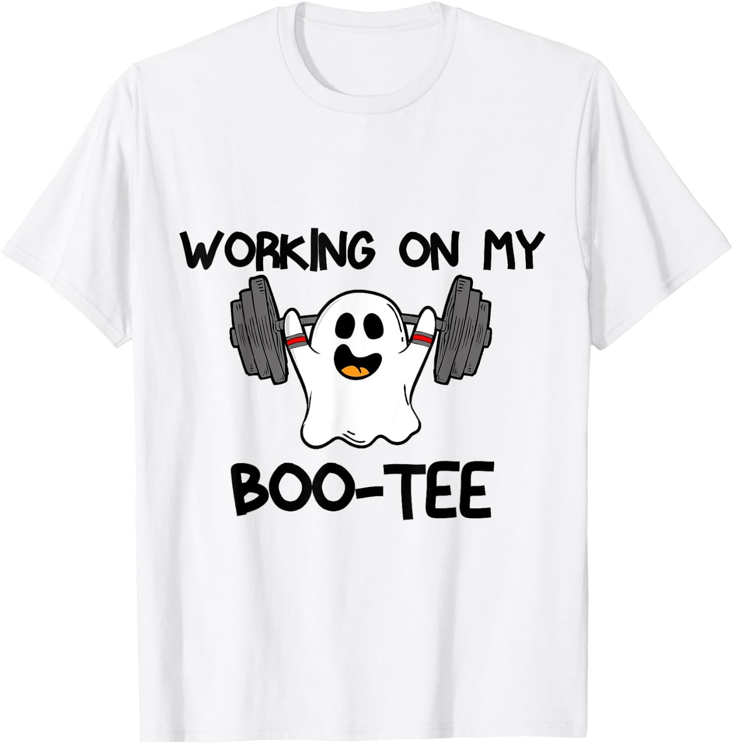 Working On My Booty Boo Ty Funny Halloween Gym Ghost T-Shirt - T-Shirt | White