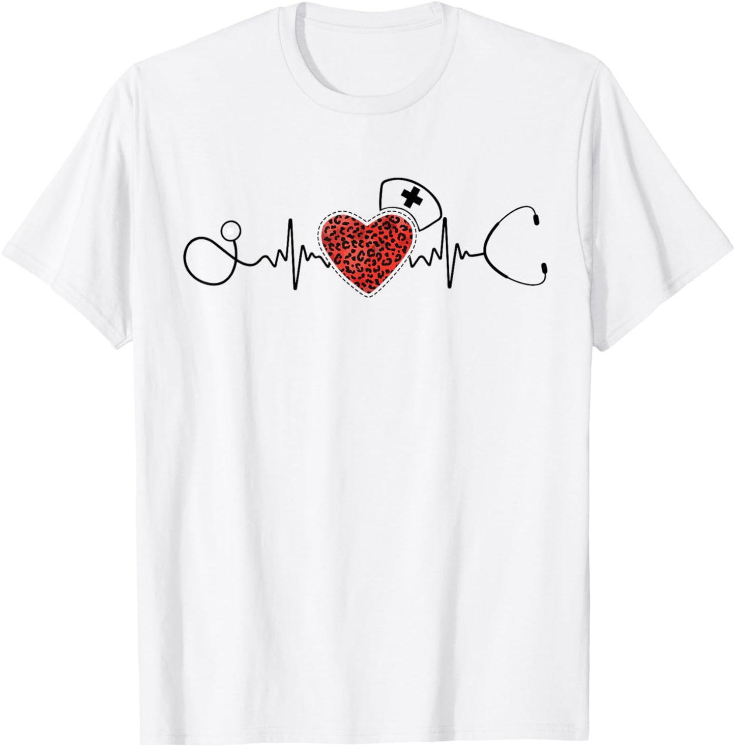 Nurse Shirts Nurse Shirt Blue Heart Pattern Classic Fit Pull On Small T-Shirt - T-Shirt | White