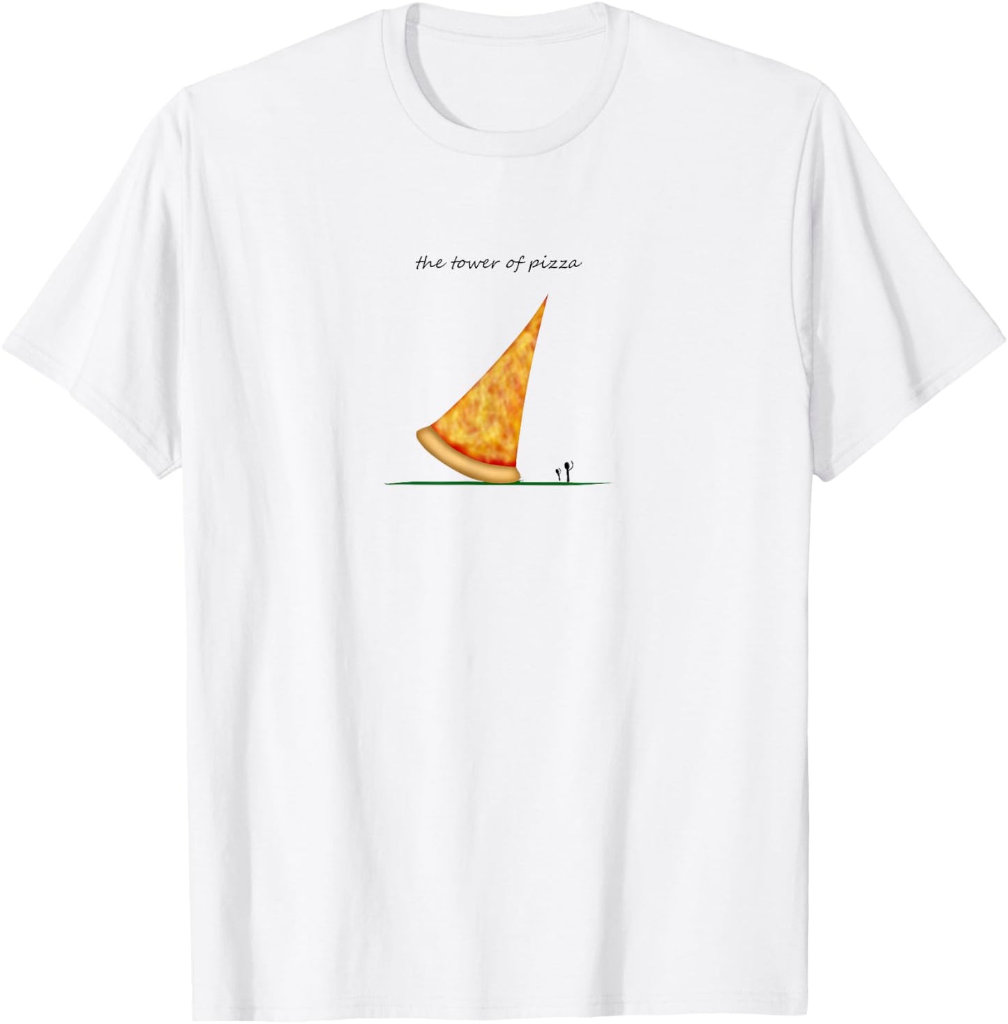 Tower of pizza, funny Italian tower of Pisa TGIF foodie pun T-Shirt - T-Shirt | White