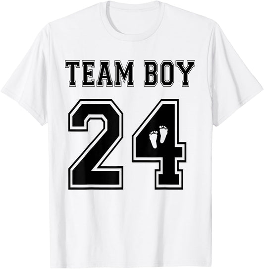 Team Boy 2024 Gender Reveal Boy Baby Shower Adoption T-Shirt - T-Shirt | White
