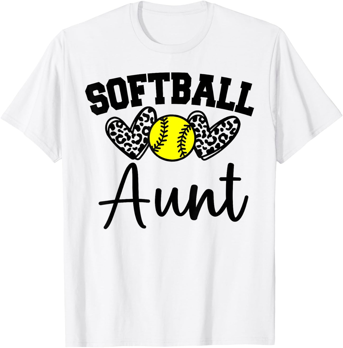 Personalized Softball Heart Cute Aunt Women Softball T-Shirt - T-Shirt | White