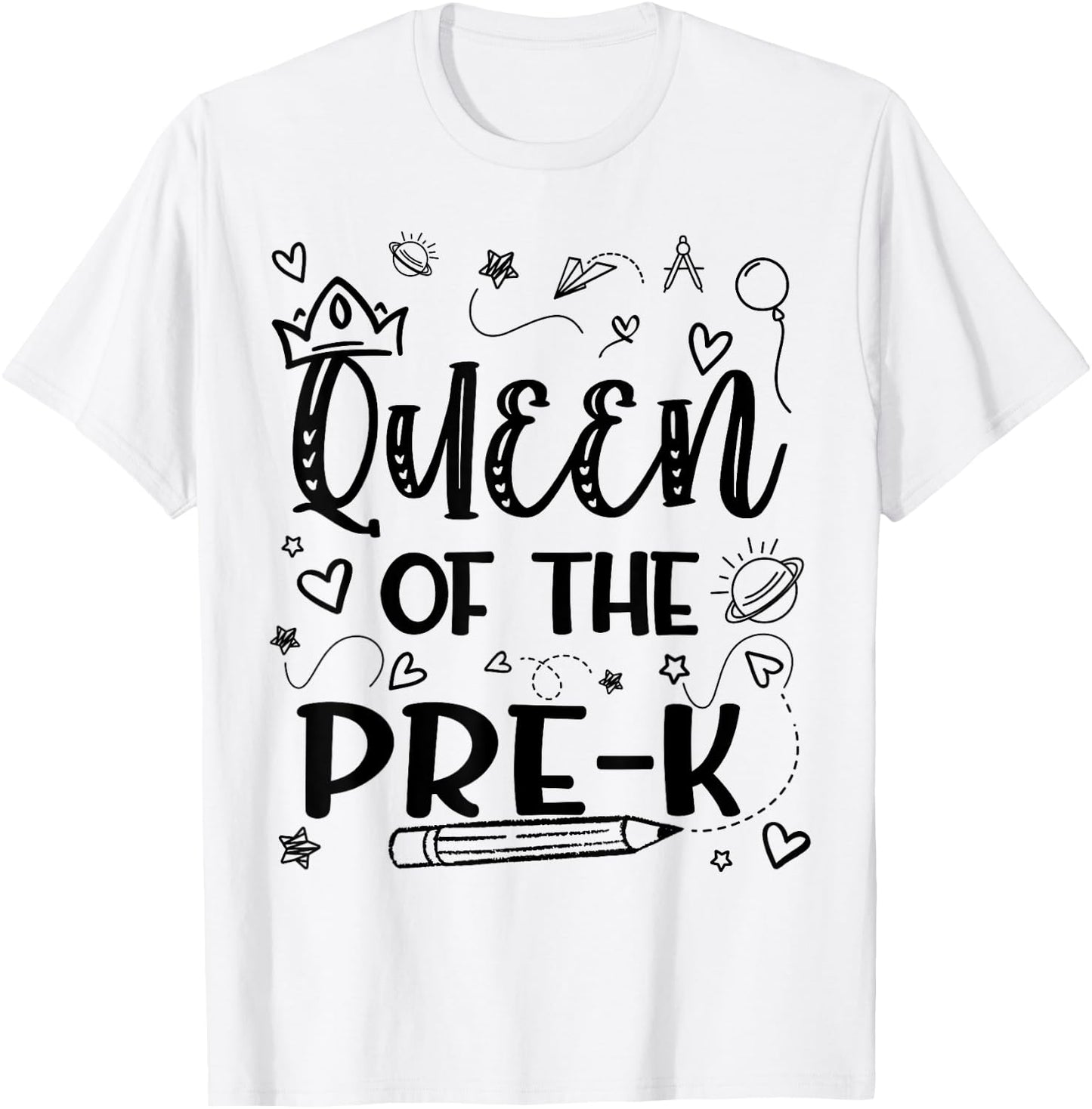 Queen Of Pre-K Back To School Pre K Gifts For Girls Kids T-Shirt - T-Shirt | White