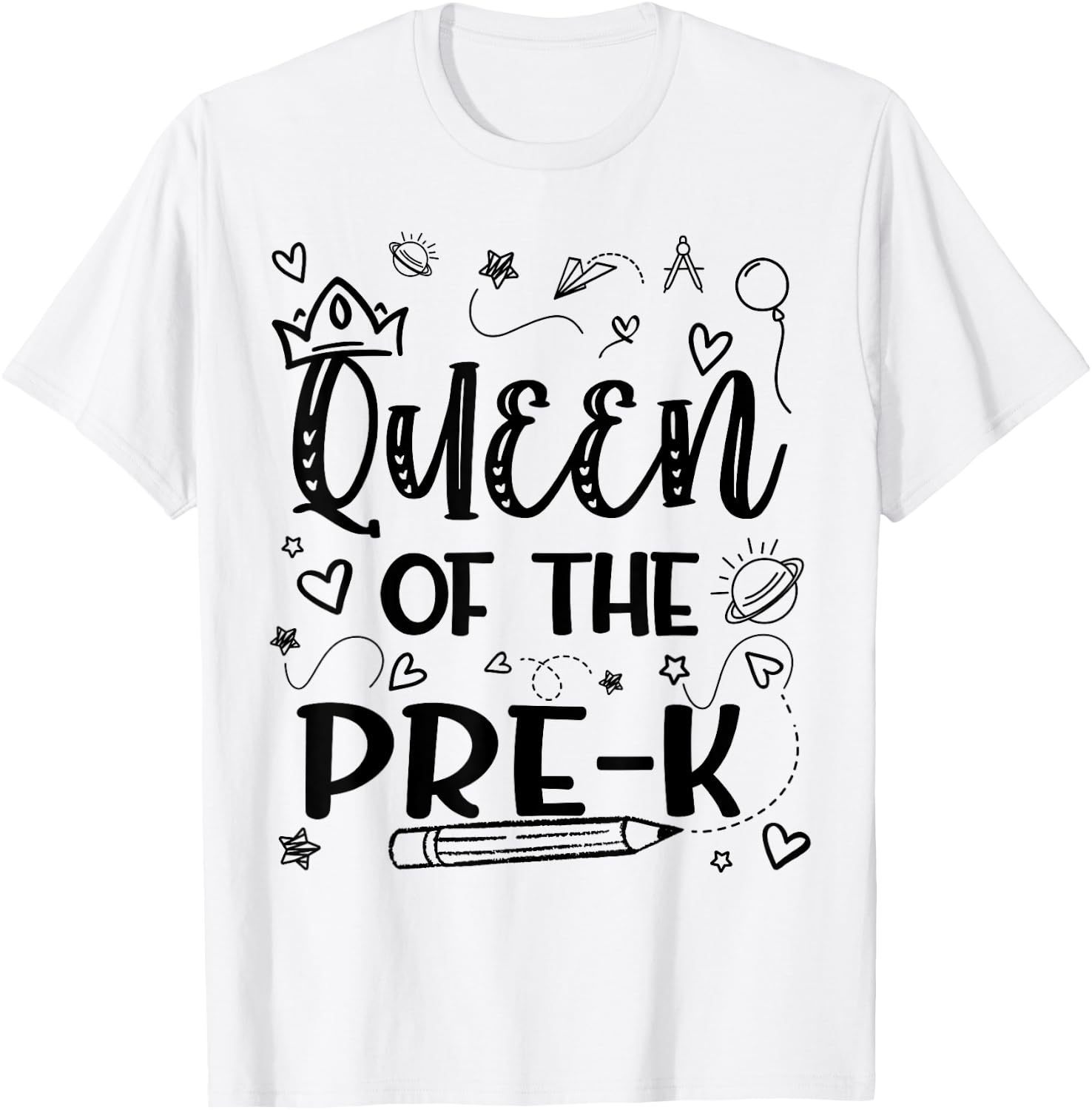 Queen Of Pre-K Back To School Pre K Gifts For Girls Kids T-Shirt - T-Shirt | White