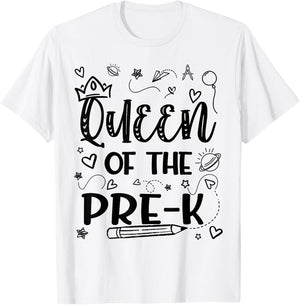 Queen Of Pre-K Back To School Pre K Gifts For Girls Kids T-Shirt - T-Shirt | White