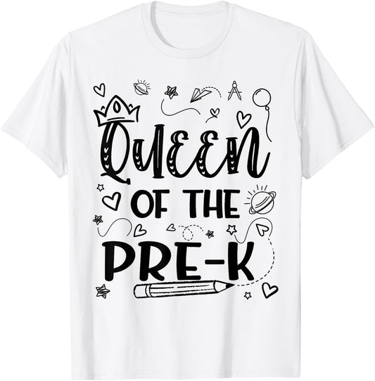 Queen Of Pre-K Back To School Pre K Gifts For Girls Kids T-Shirt - T-Shirt | White