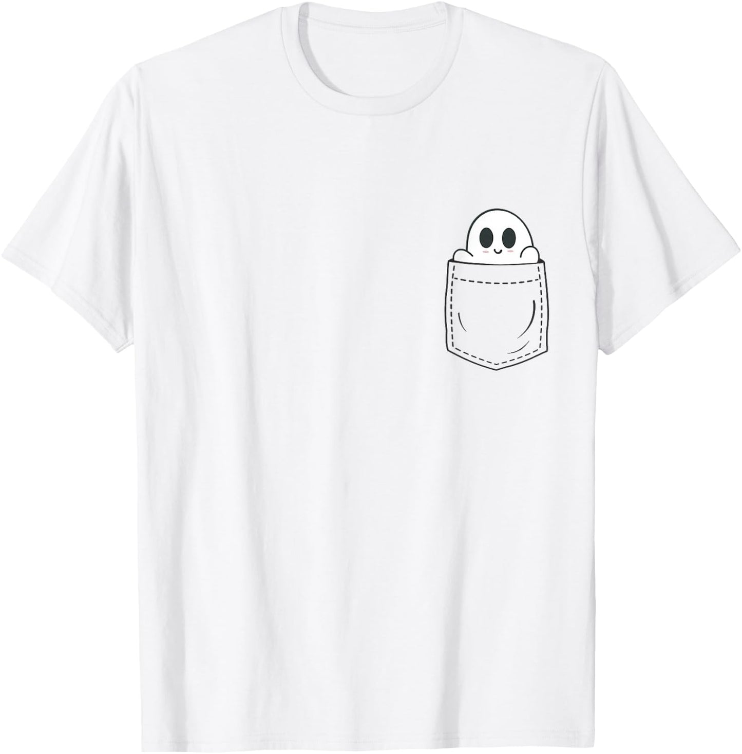 Ghost in Pocket Halloween T-Shirt - T-Shirt | White