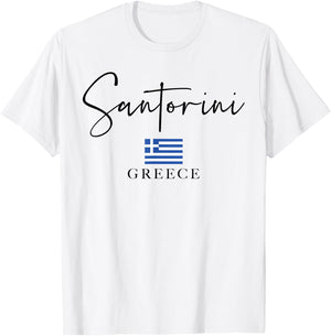 Greece Flag Vacation - Island Santorini T-Shirt - T-Shirt | White