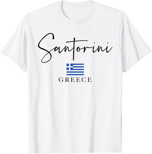 Greece Flag Vacation - Island Santorini T-Shirt - T-Shirt | White