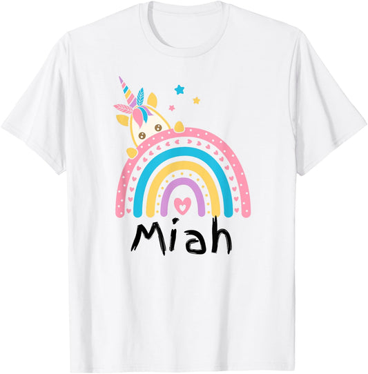 School Unicorn Student Name Miah Kindergarten Tag Kids T-Shirt - T-Shirt | White