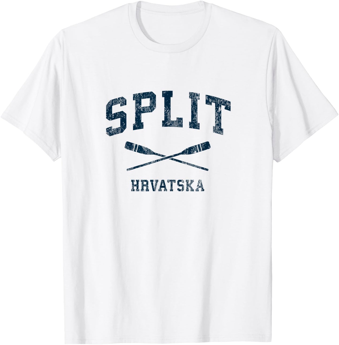 Split Croatia Vintage Nautical Paddles Sports Oars T-Shirt - T-Shirt | White