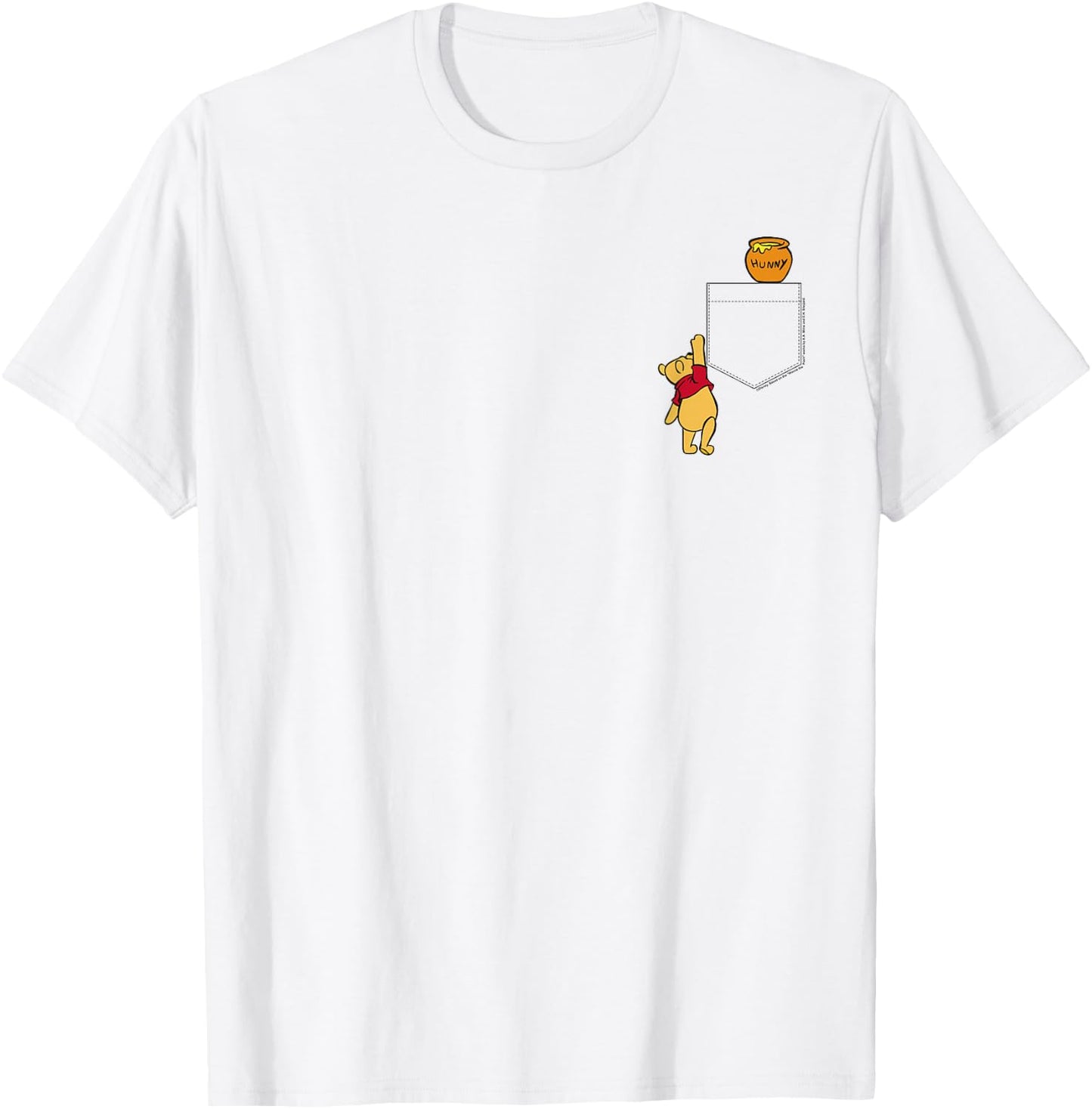 Disney Winnie The Pooh Reaching For Faux Pocket Honey T-Shirt - T-Shirt | White