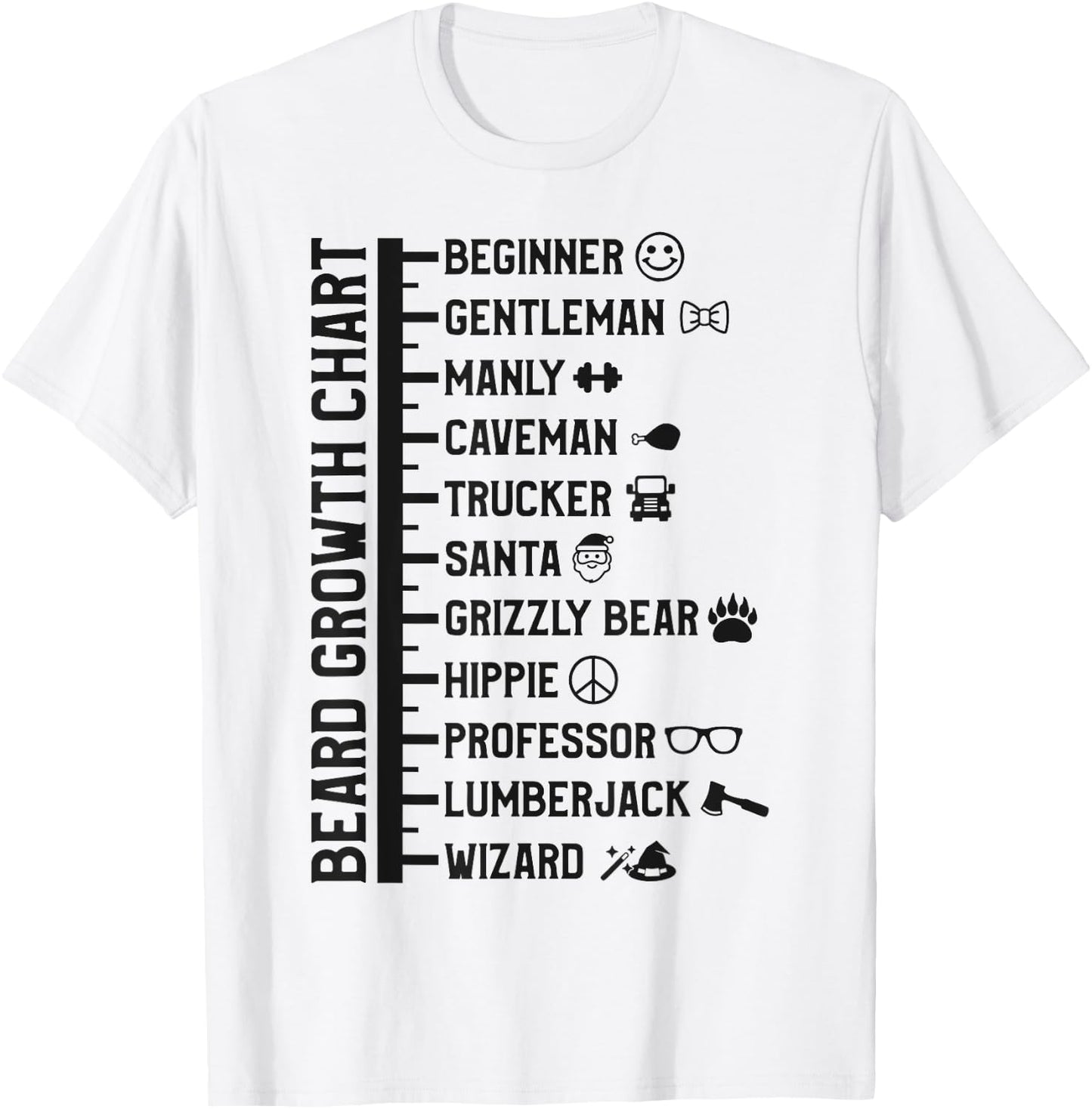 Beard Scale Length Measurement Size Chart Funny Bearded Gift T-Shirt - T-Shirt | White