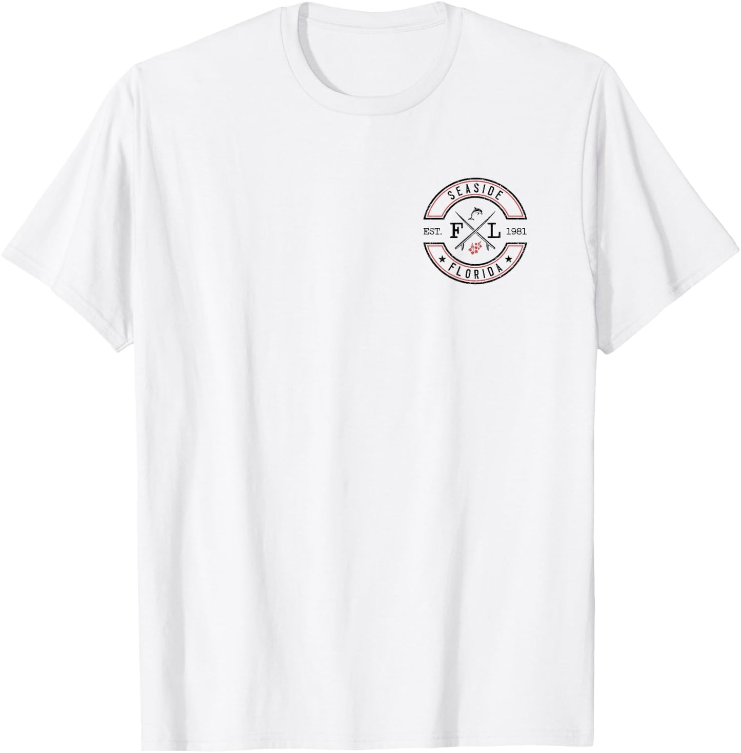 Seaside Florida Palms Vintage Beach Front & Back T-Shirt - T-Shirt | White