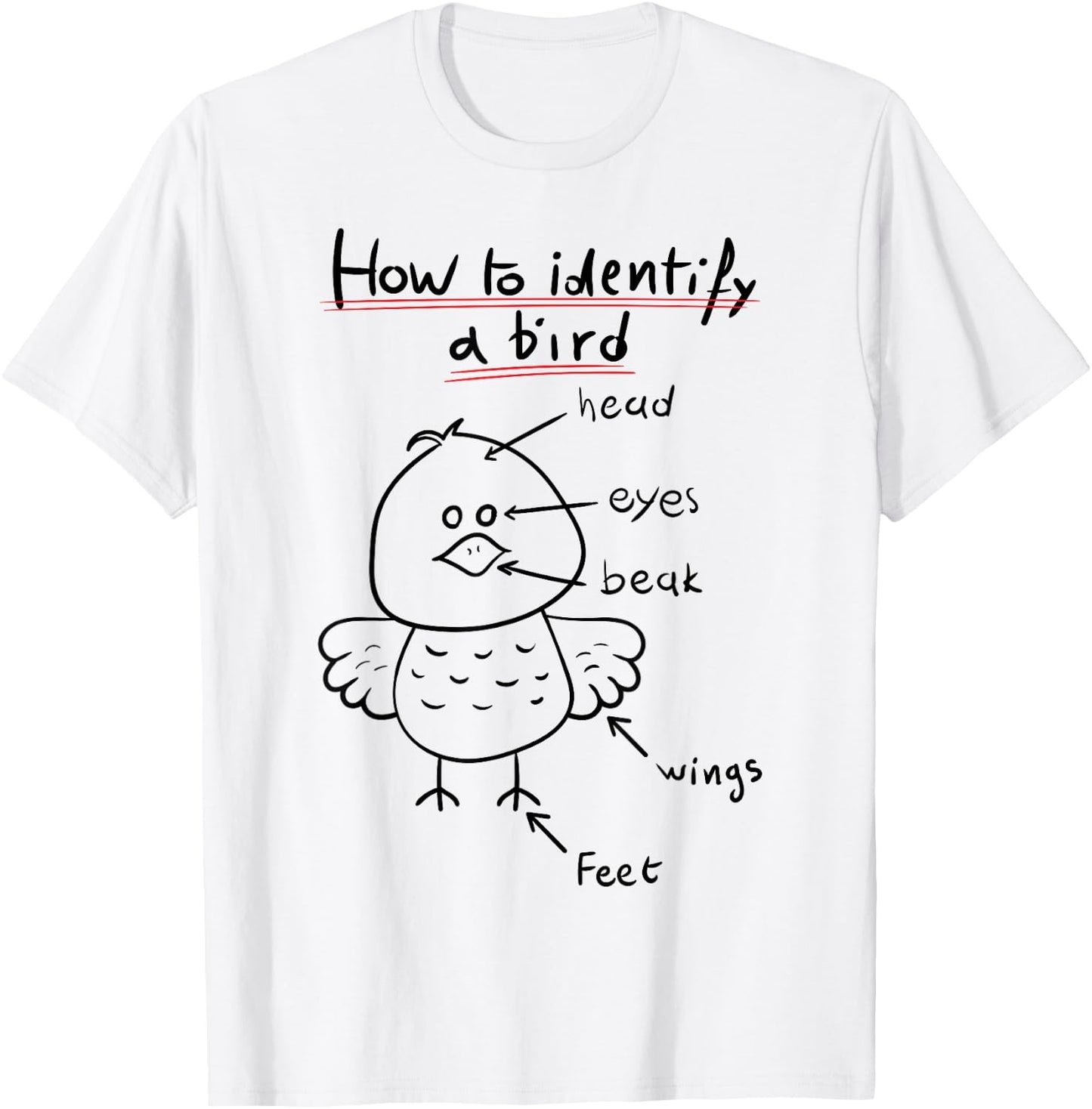 How To Identify A Bird, Funny Physiology Study Diagram T-Shirt - T-Shirt | White