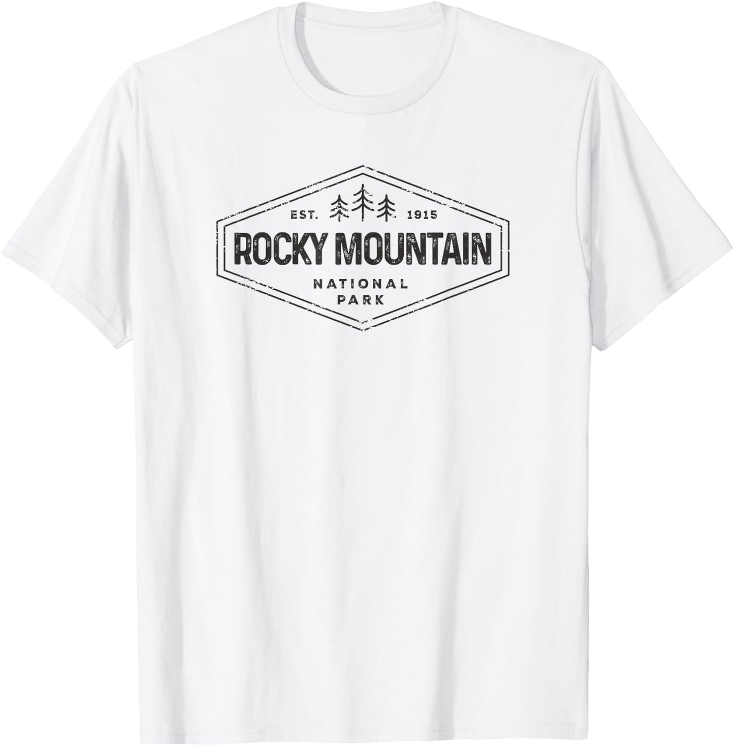 Rocky Mountains National Park Shirt Badge Camping Hiking T-Shirt - T-Shirt | White