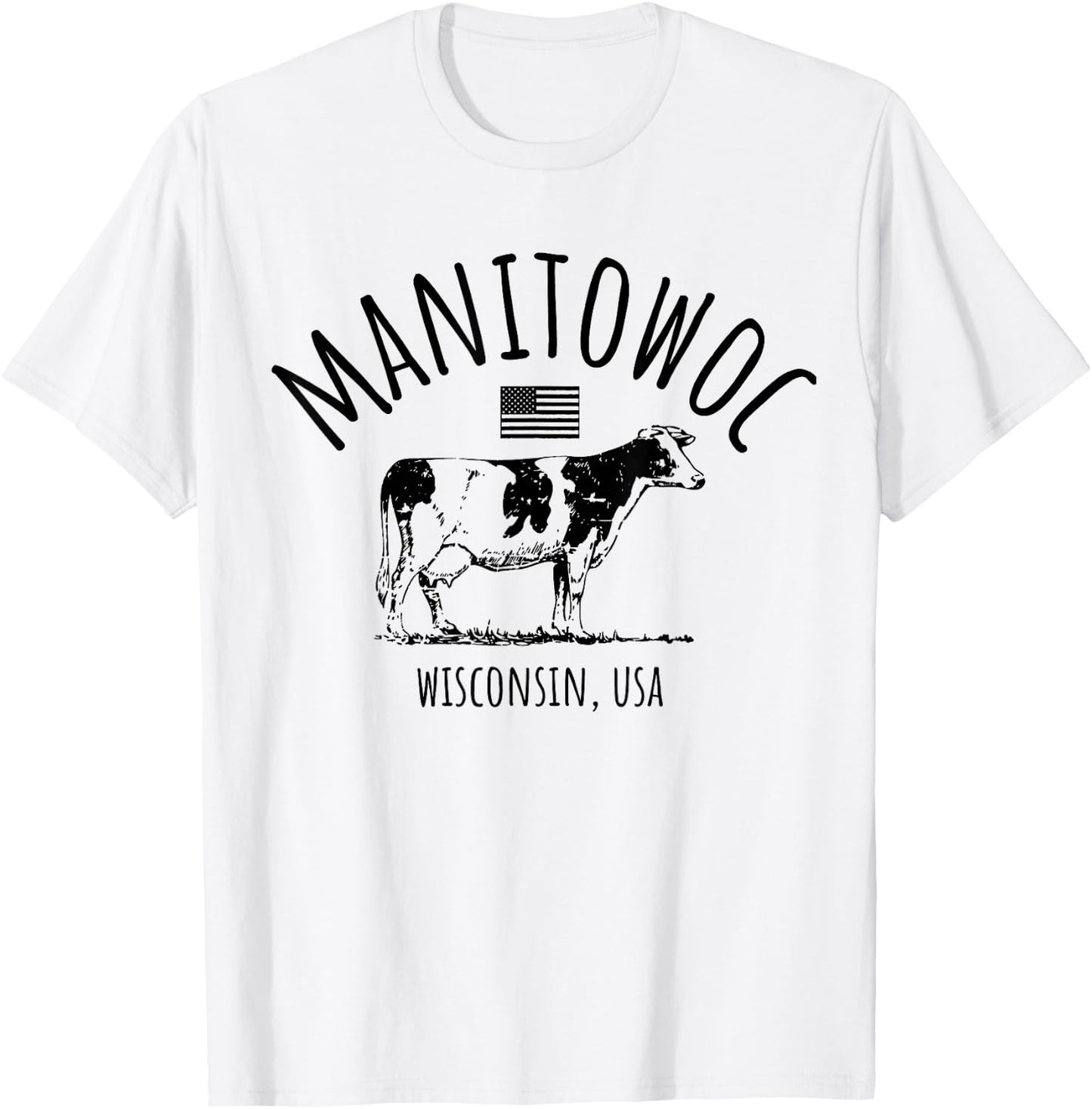 Manitowoc Wisconsin USA Retro Cow Vintage Style Design T-Shirt - T-Shirt | White