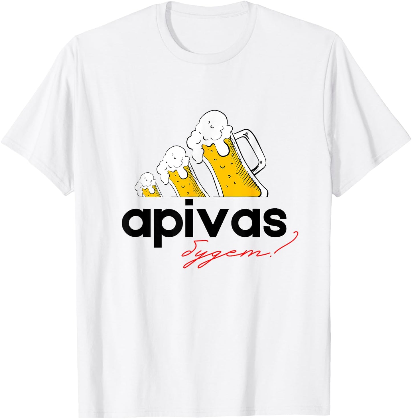Beer APIVAS Funny Russian T-Shirt - T-Shirt | White