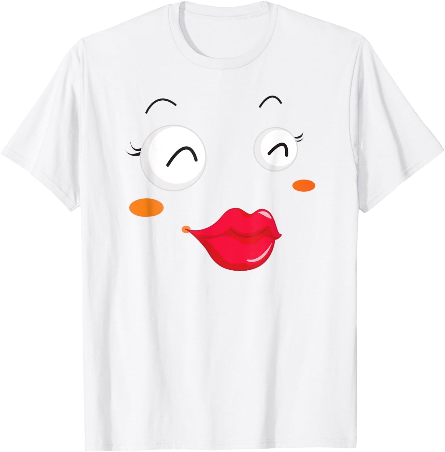 Group Costume Team Outfit Woman Dress Kiss Lips Emoticon T-Shirt - T-Shirt | White