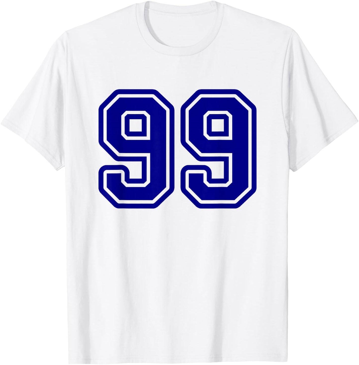 Number #99 Blue Sport Varsity Number 99 T-Shirt - T-Shirt | White
