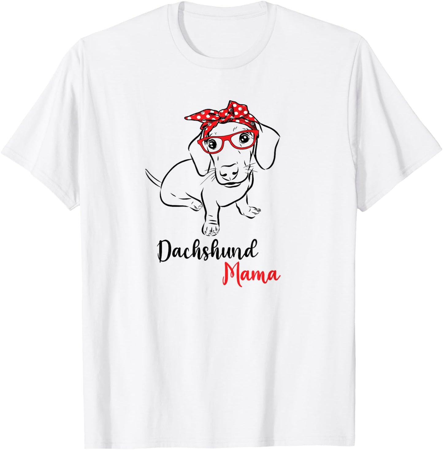 Cute Red Bandana Glasses Mom Lover Dachshund Mama T-Shirt - T-Shirt | White