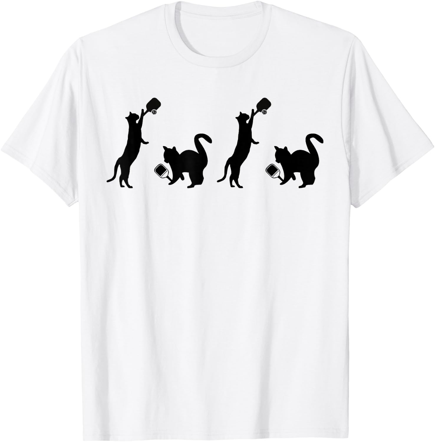 Cats Playing Pickleball Funny Cat Lover Cute Pickleball T-Shirt - T-Shirt | White
