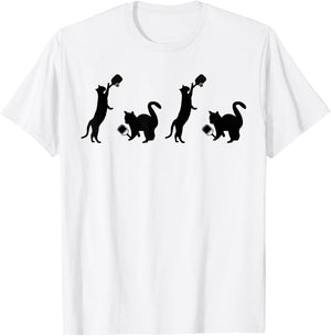Cats Playing Pickleball Funny Cat Lover Cute Pickleball T-Shirt - T-Shirt | White