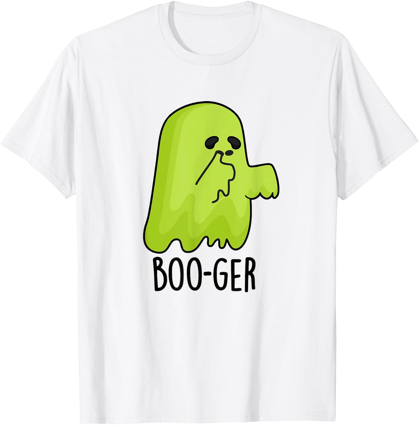 Boo-ger Funny Nose Picking Ghost Pun T-Shirt - T-Shirt | White