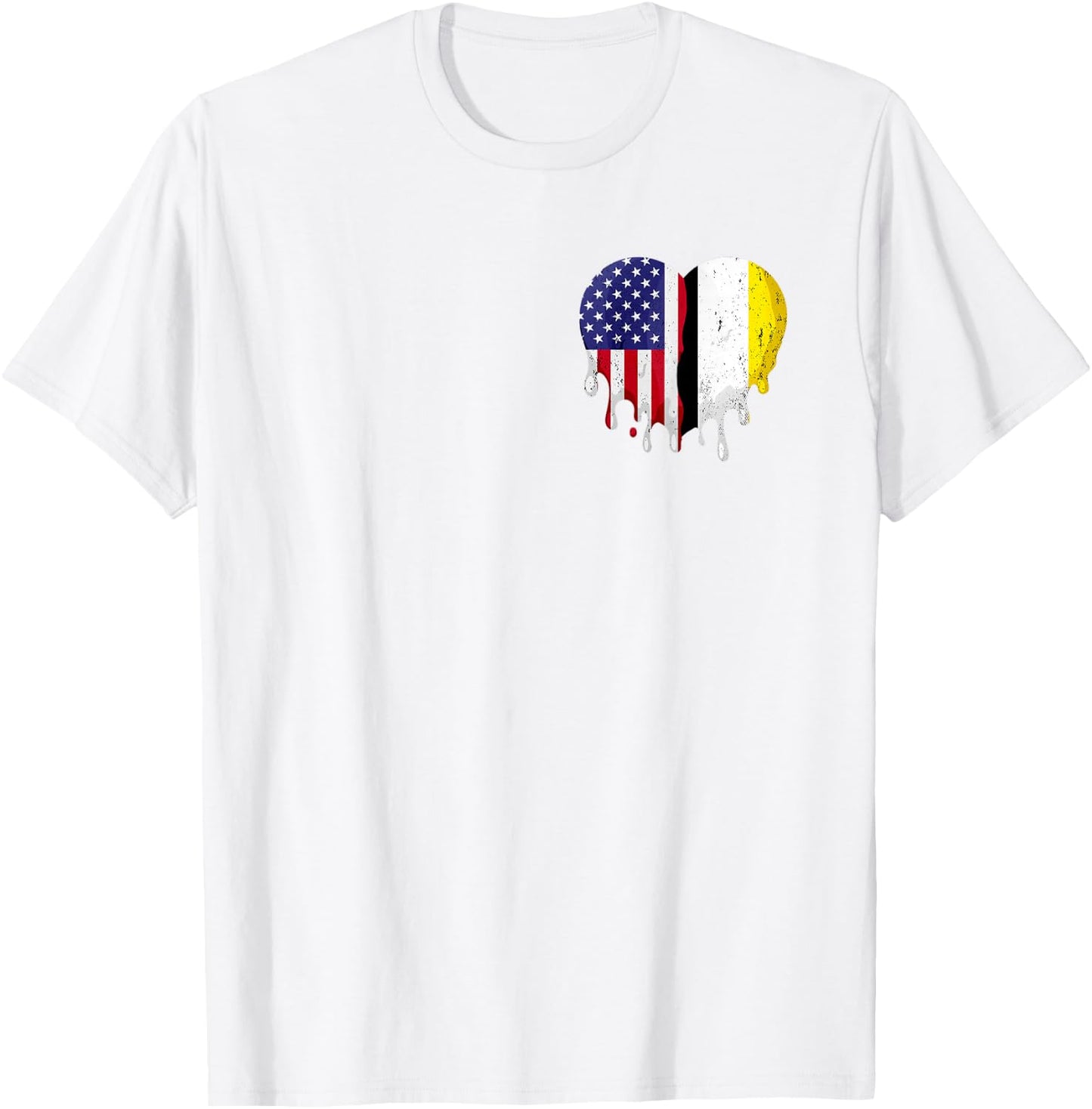 Garifuna Heritage American Grown Heart Garifuna Flag T-Shirt - T-Shirt | White