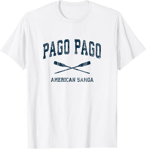 Pago Pago American Samoa Vintage Nautical Paddles Sports Oar T-Shirt - T-Shirt | White