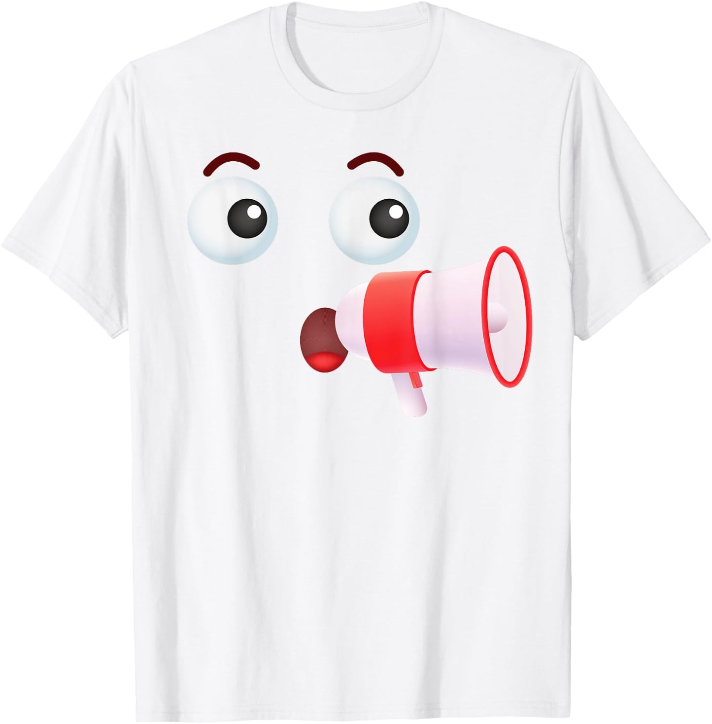 Group Costume Team Outfit Tour Guide Megaphone Emoticon T-Shirt - T-Shirt | White