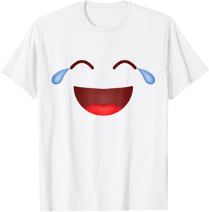 Group Costume Halloween Team Outfit Teary Laughing Emoticon T-Shirt - T-Shirt | White