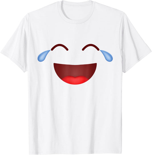 Group Costume Halloween Team Outfit Teary Laughing Emoticon T-Shirt - T-Shirt | White