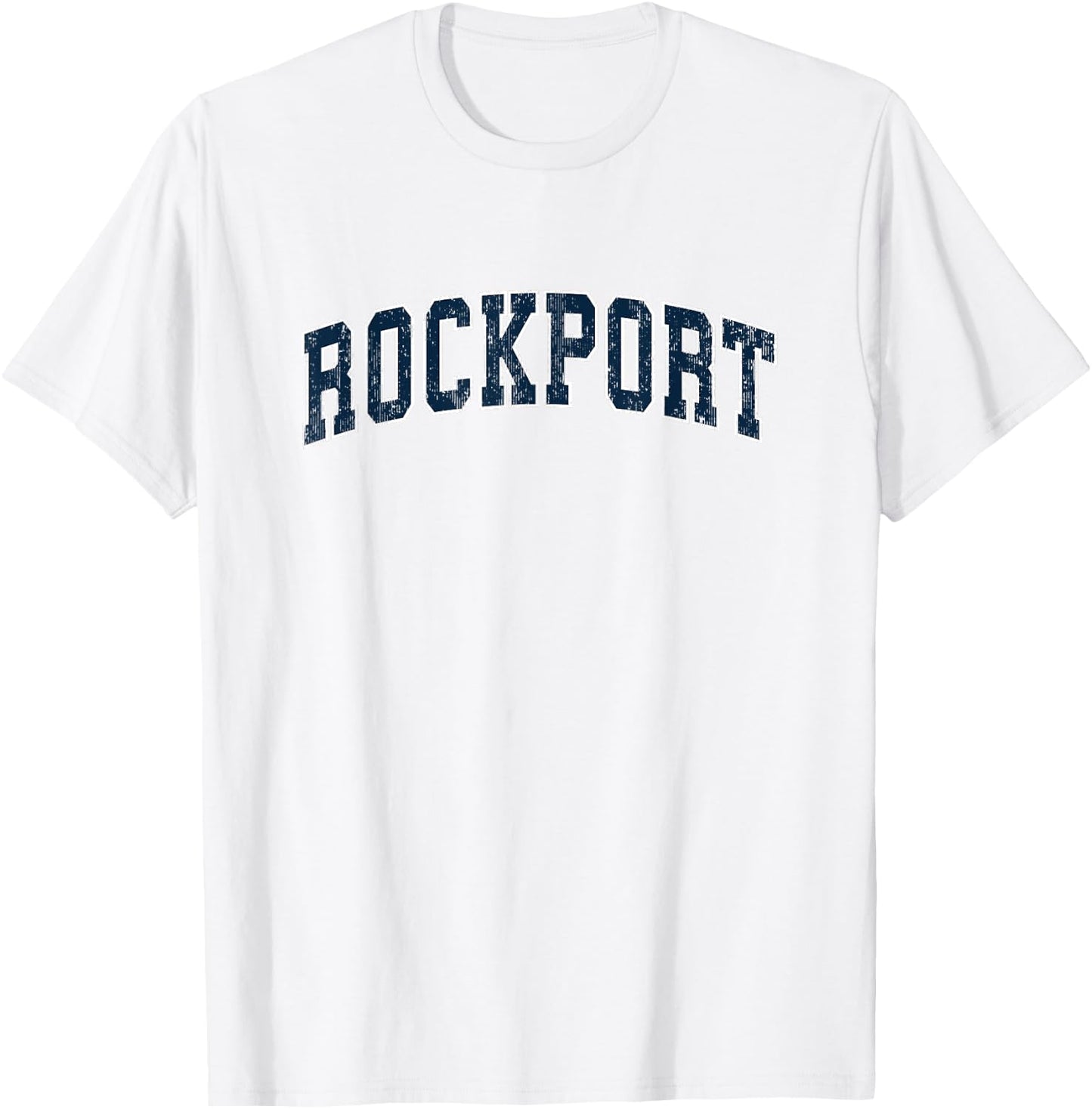 Rockport Massachusetts MA Vintage Sports Design Navy Design T-Shirt - T-Shirt | White