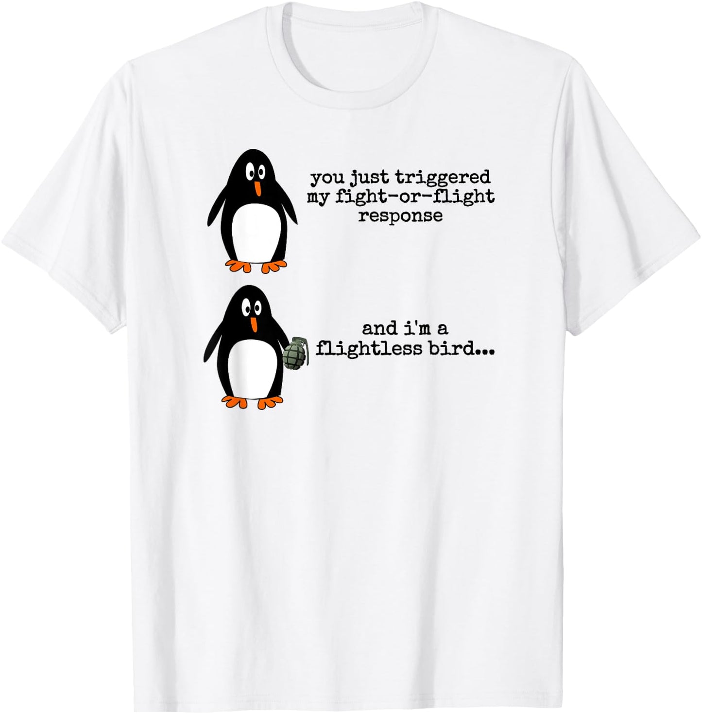 Penguin Fight Or Flight Meme Flightless Bird Social Anxiety T-Shirt - T-Shirt | White