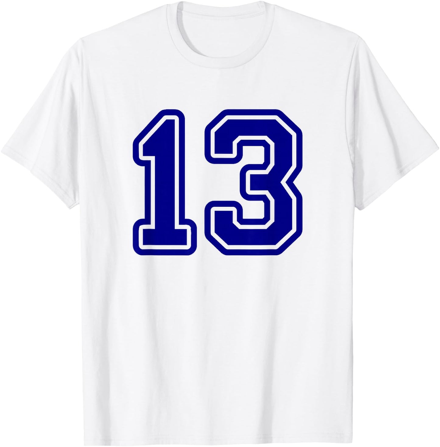 Blue Sports Team Number 13 T-Shirt - T-Shirt | White