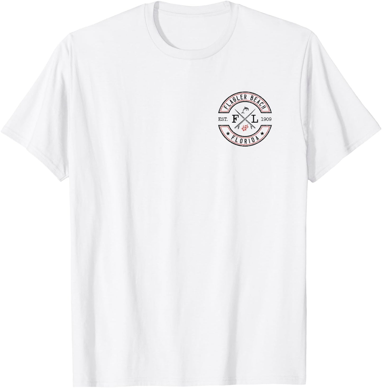Flagler Beach Florida FL Retro Surfer Front & Back Men Women Kids T-Shirt - T-Shirt | White