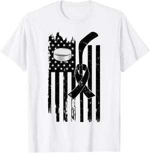 Hockey Pink Ribbon Breast Cancer Awareness Sport Lover T-Shirt - T-Shirt | White